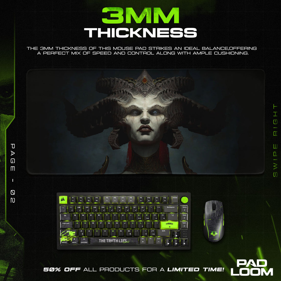 Diablo Mouse Pad, Lilith Dark Queen Gamer Desk Mat