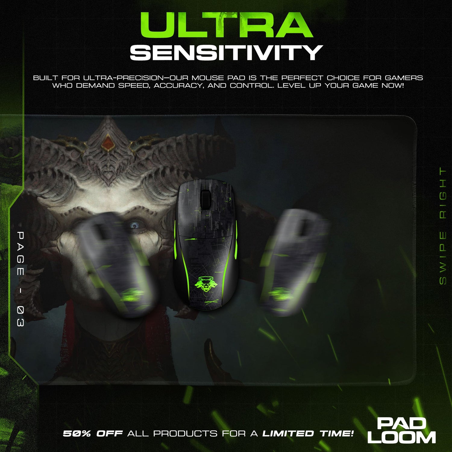 Diablo Mouse Pad, Lilith Dark Queen Gamer Desk Mat Padloom
