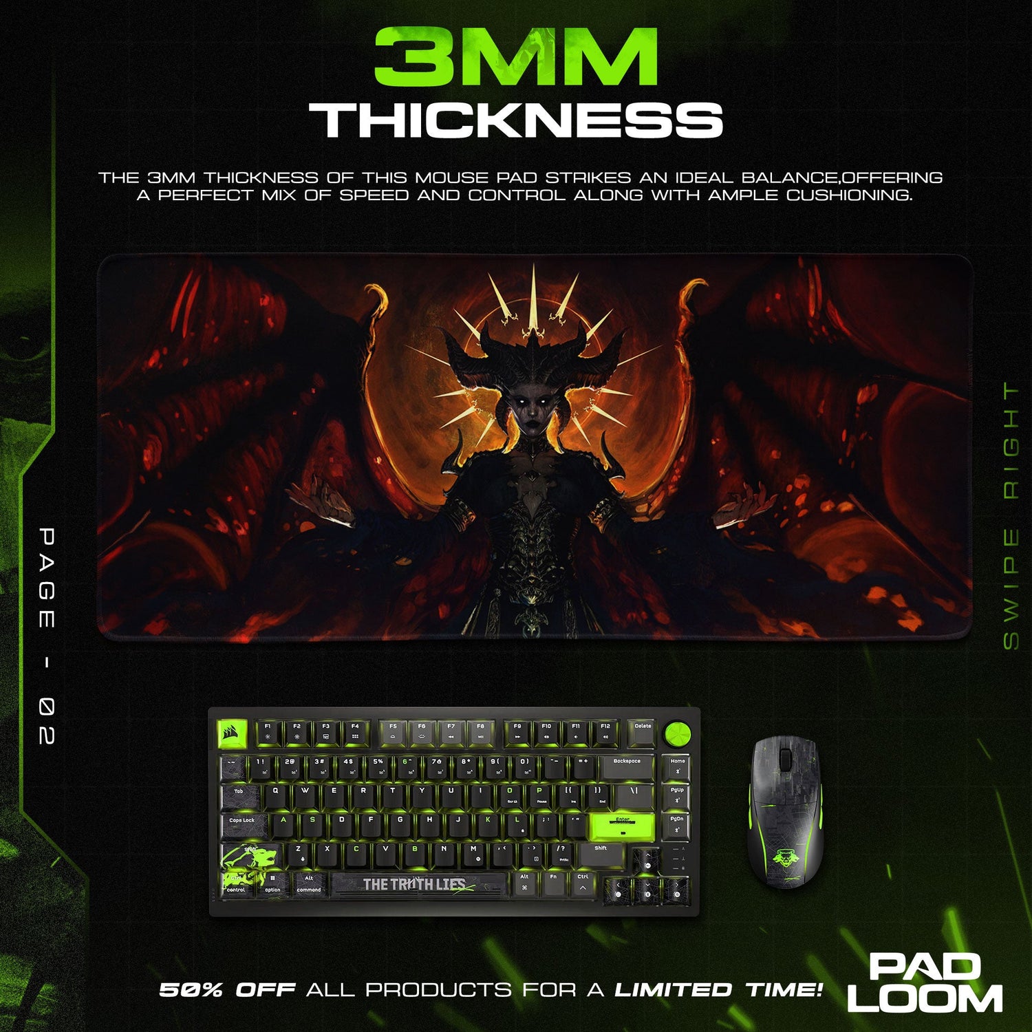Diablo Mouse Pad, Lilith Inferno Gaming Desk Mat Padloom