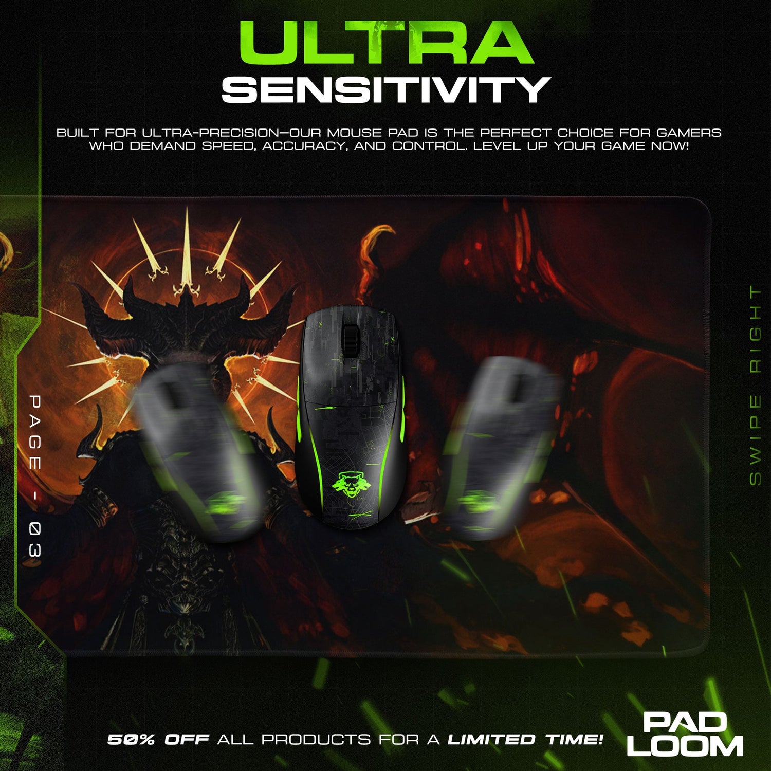 Diablo Mouse Pad, Lilith Inferno Gaming Desk Mat Padloom