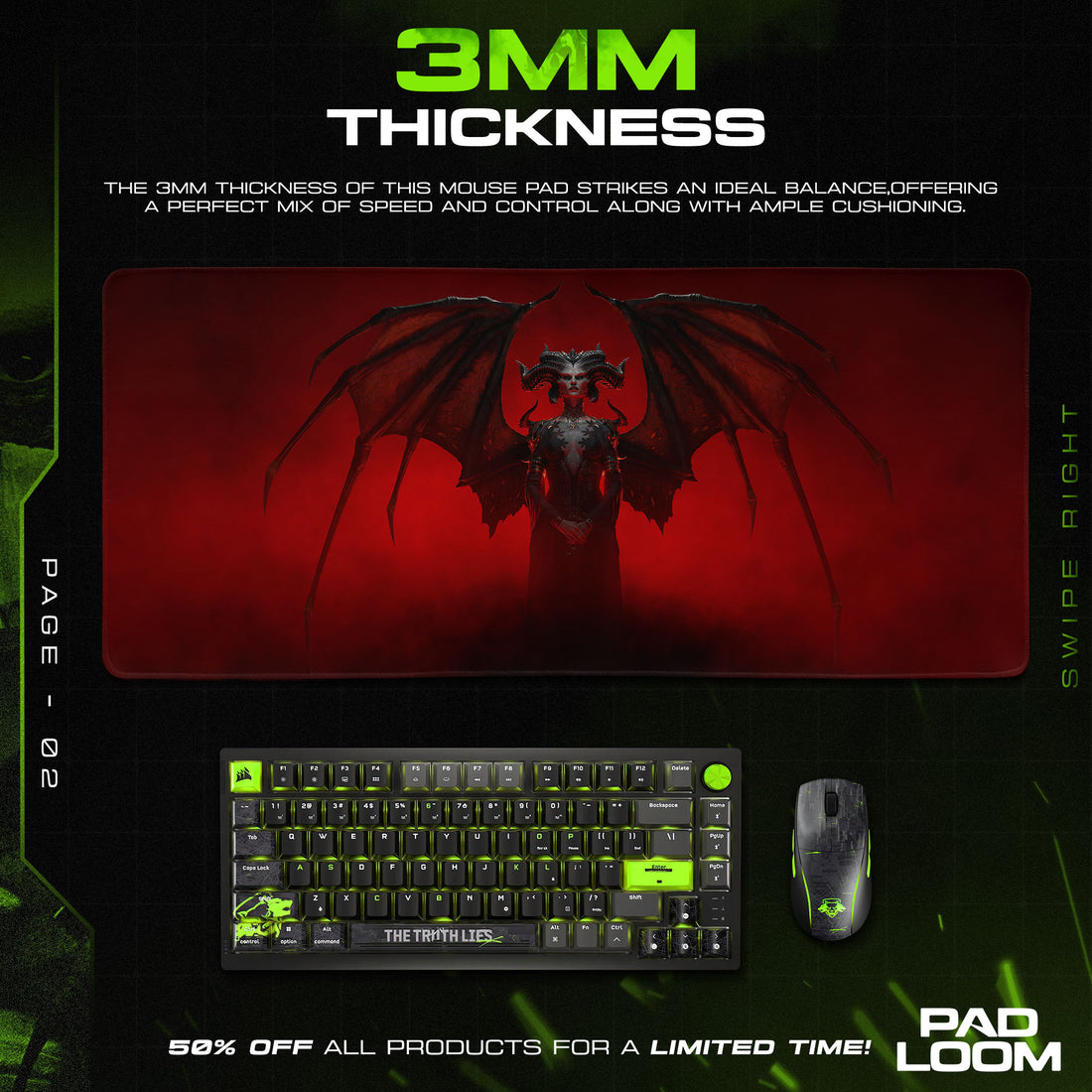 Diablo Mouse Pad, Lilith Wings Gamer Desk Mat