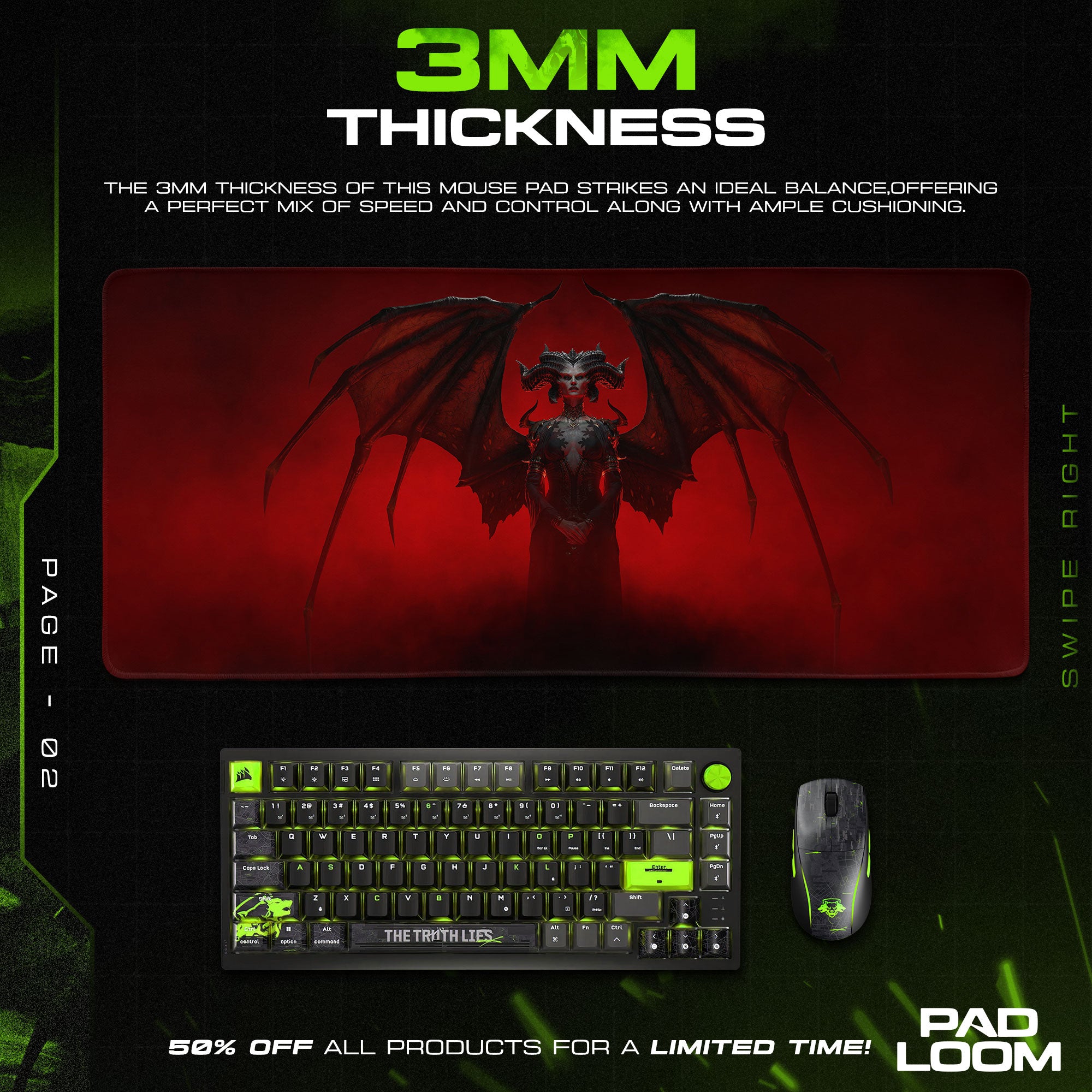 Diablo Mouse Pad, Lilith Wings Gamer Desk Mat
