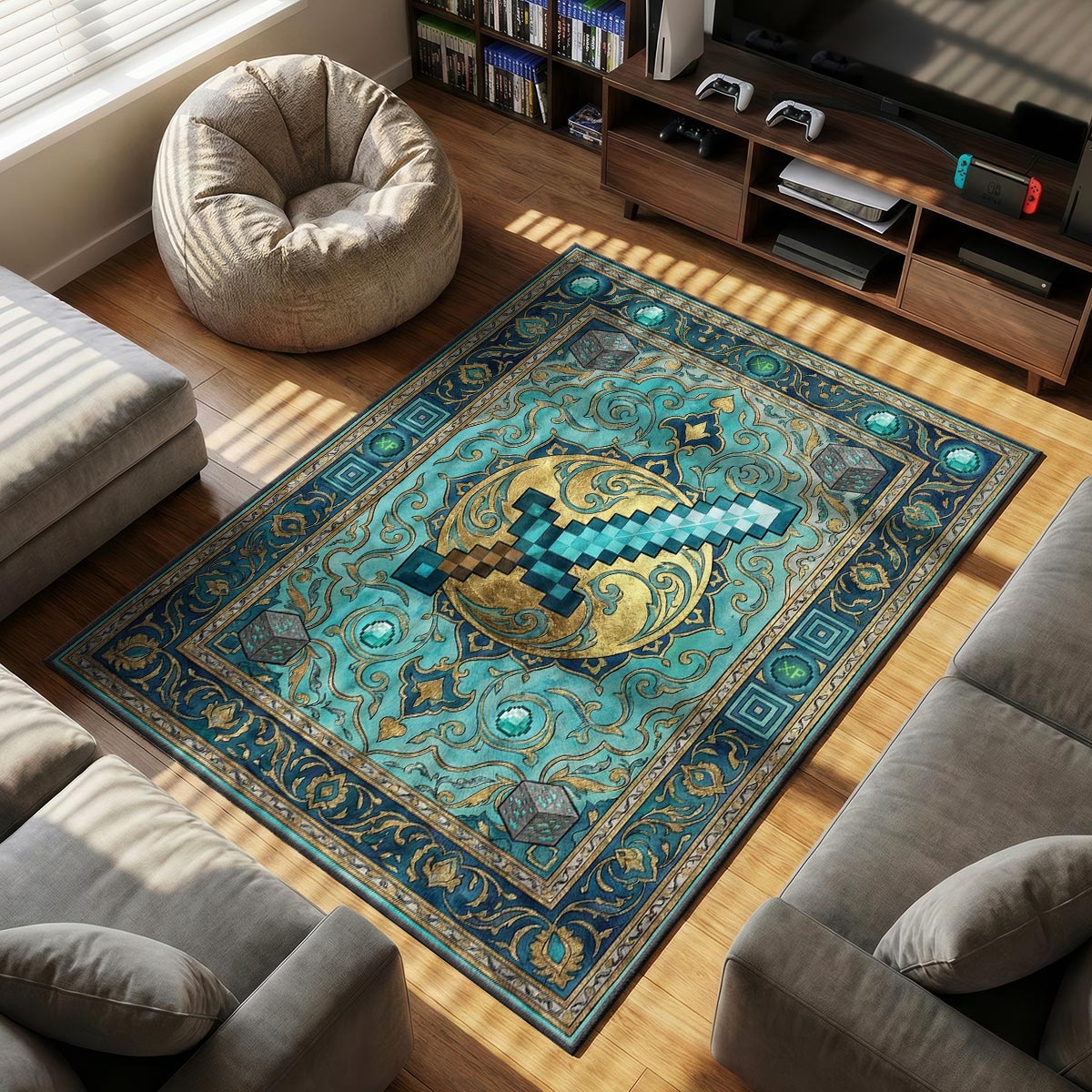 Diamond Sword Royal Rug - Minecraft Chair Mat