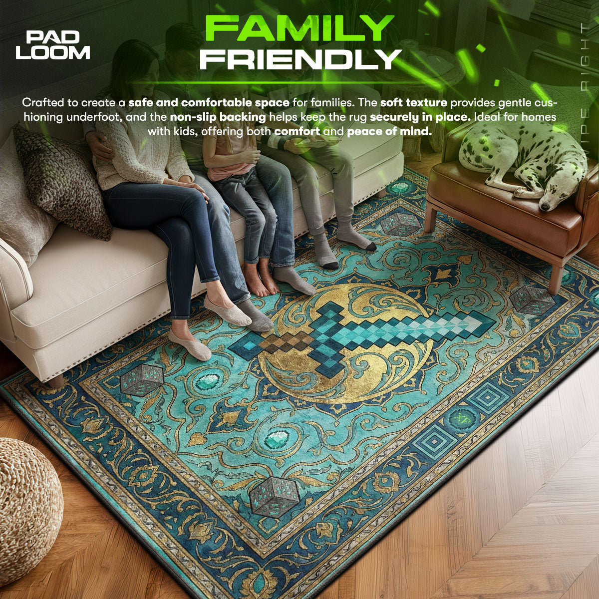 Diamond Rug Designminecraft Diamond Sword Royal Rug - Minecraft Chair Mat | Padloom
