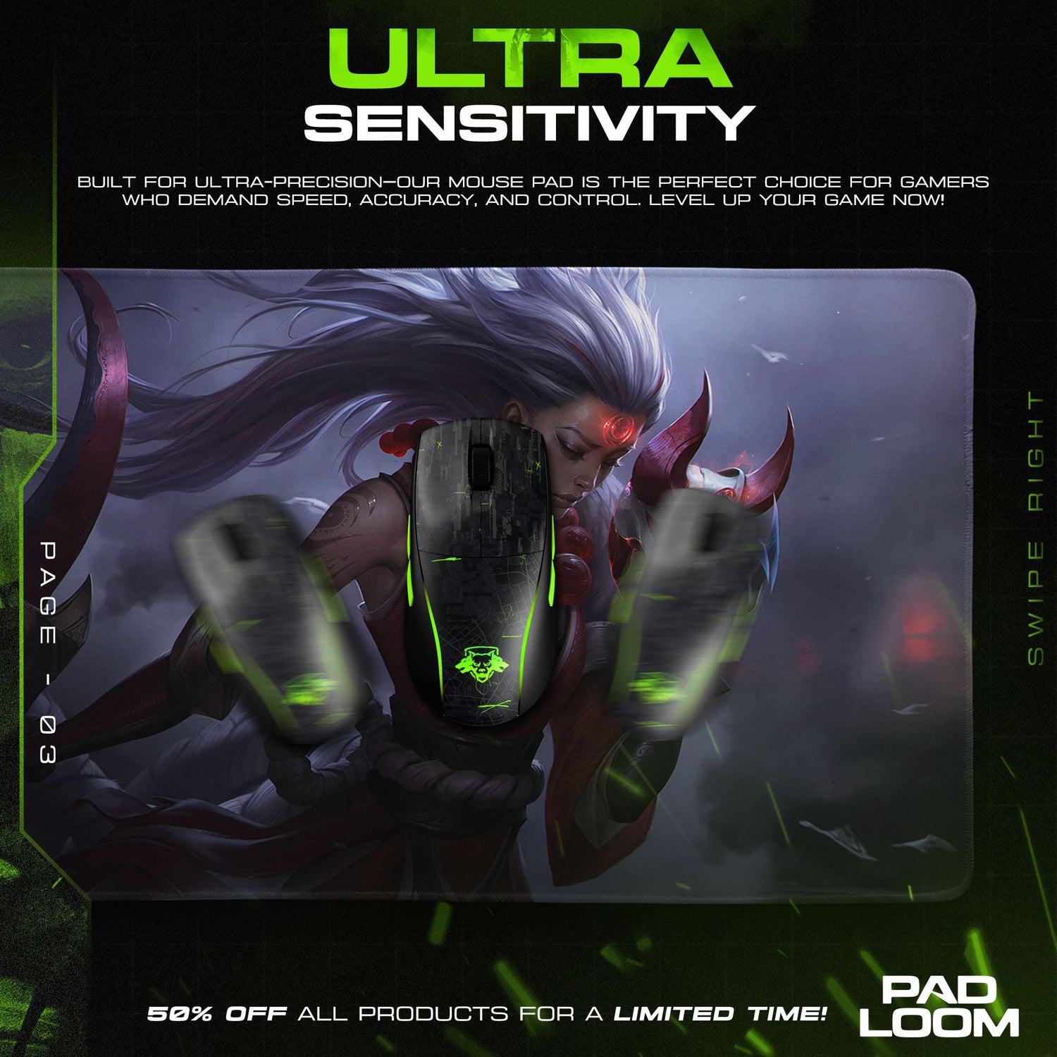 Diana Blood Moon Mouse Pad, League of Legends Gaming Desk Mat Padloom