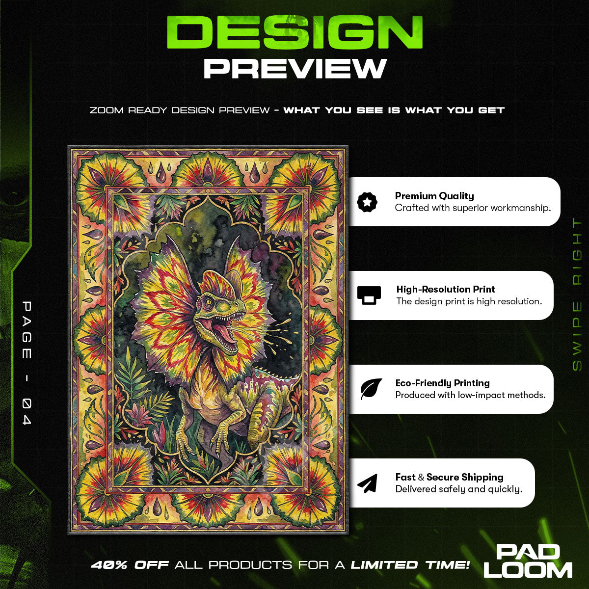 Room character design printed on rug