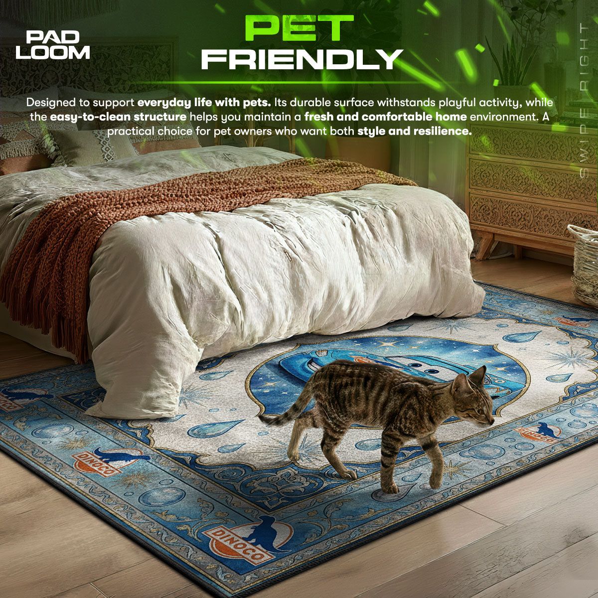 Dinoco McQueen themed area rug for home decor fans