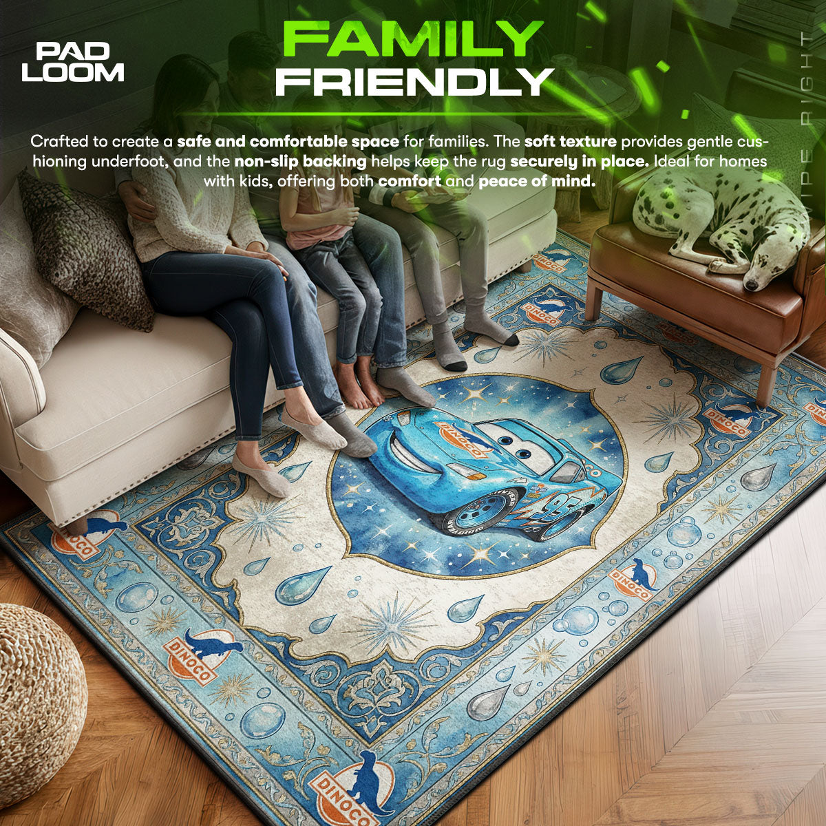 Bedroom character design printed on rug