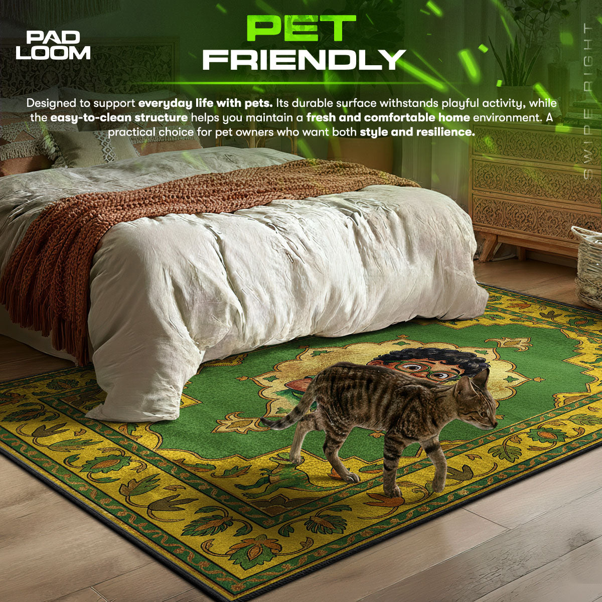 Detailed close-up of Dinosaur rug pattern