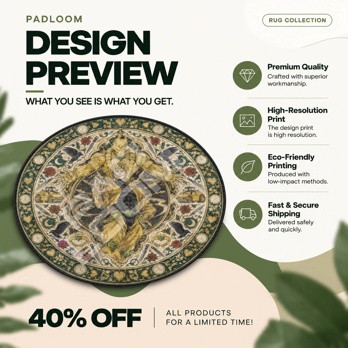 Dio Clockwork JoJo round rug full design preview