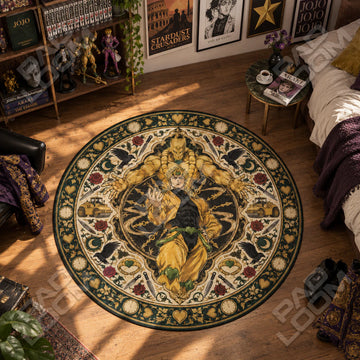 Dio Clockwork JoJo round rug on a bedroom floor - JoJo chair mat