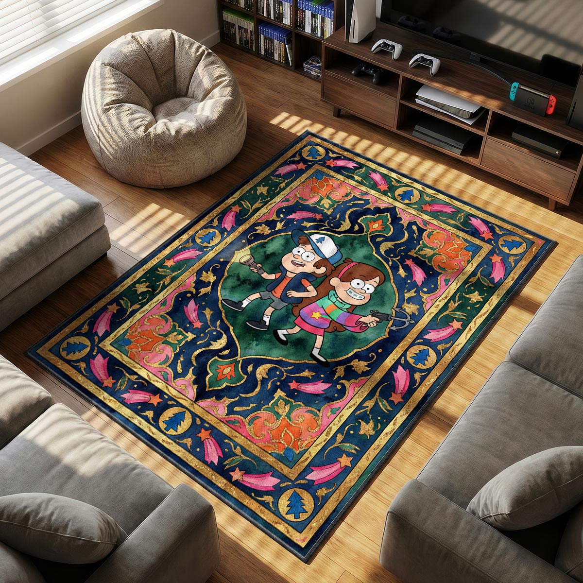 Dipper Mabel Gravity Falls Cartoon Area rug — main product view