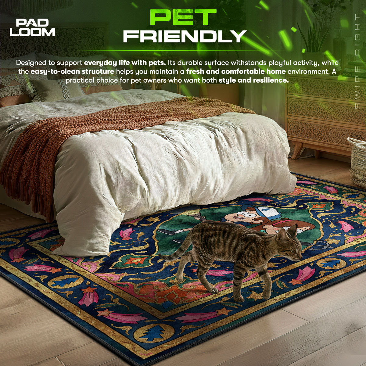 Area character design printed on rug