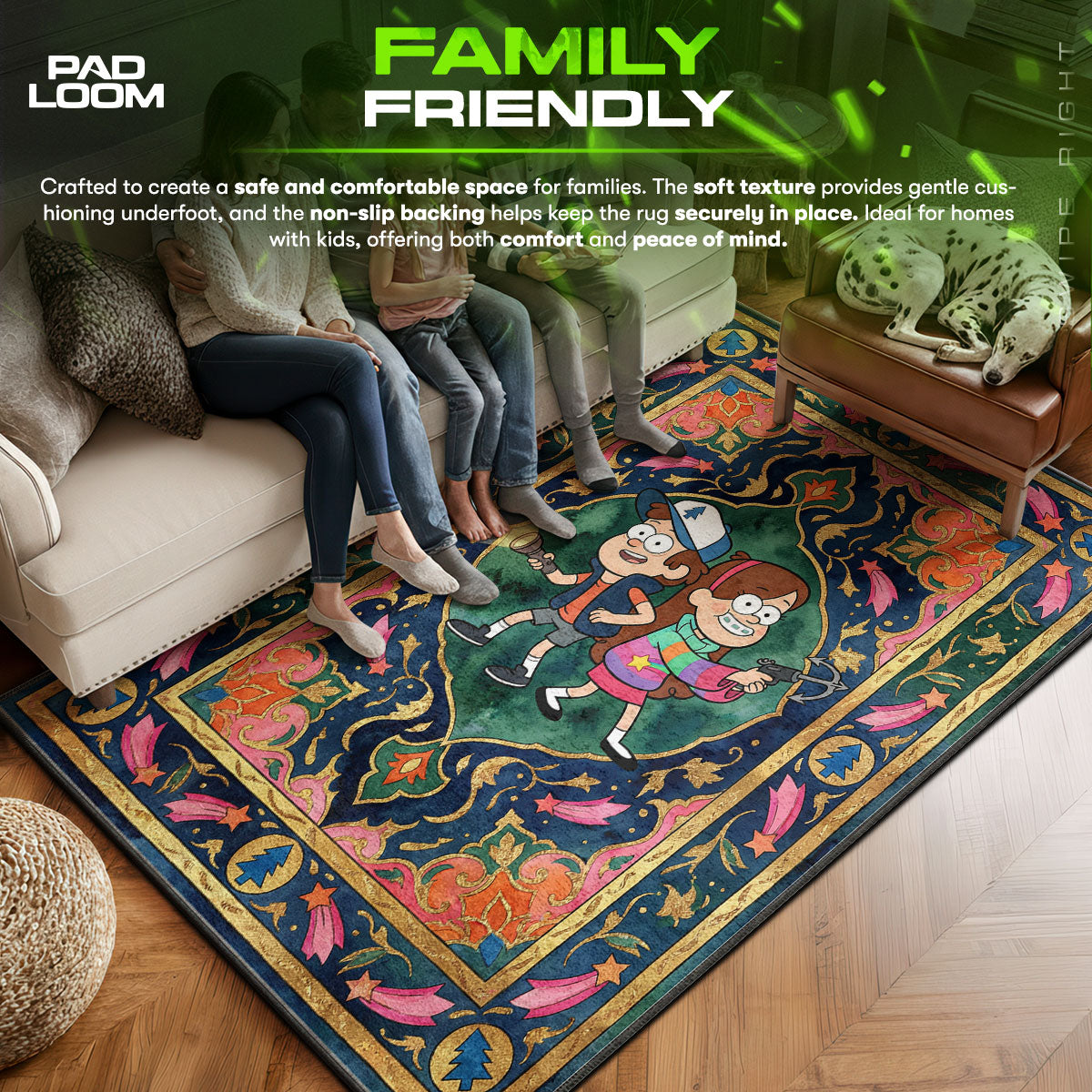 Detailed close-up of Dipper rug pattern