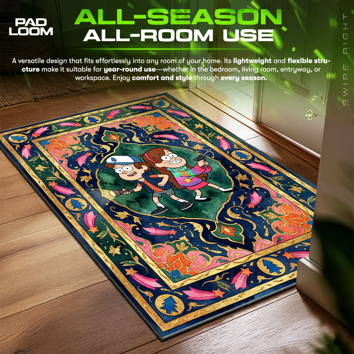 Dipper area rug showing full home decor artwork
