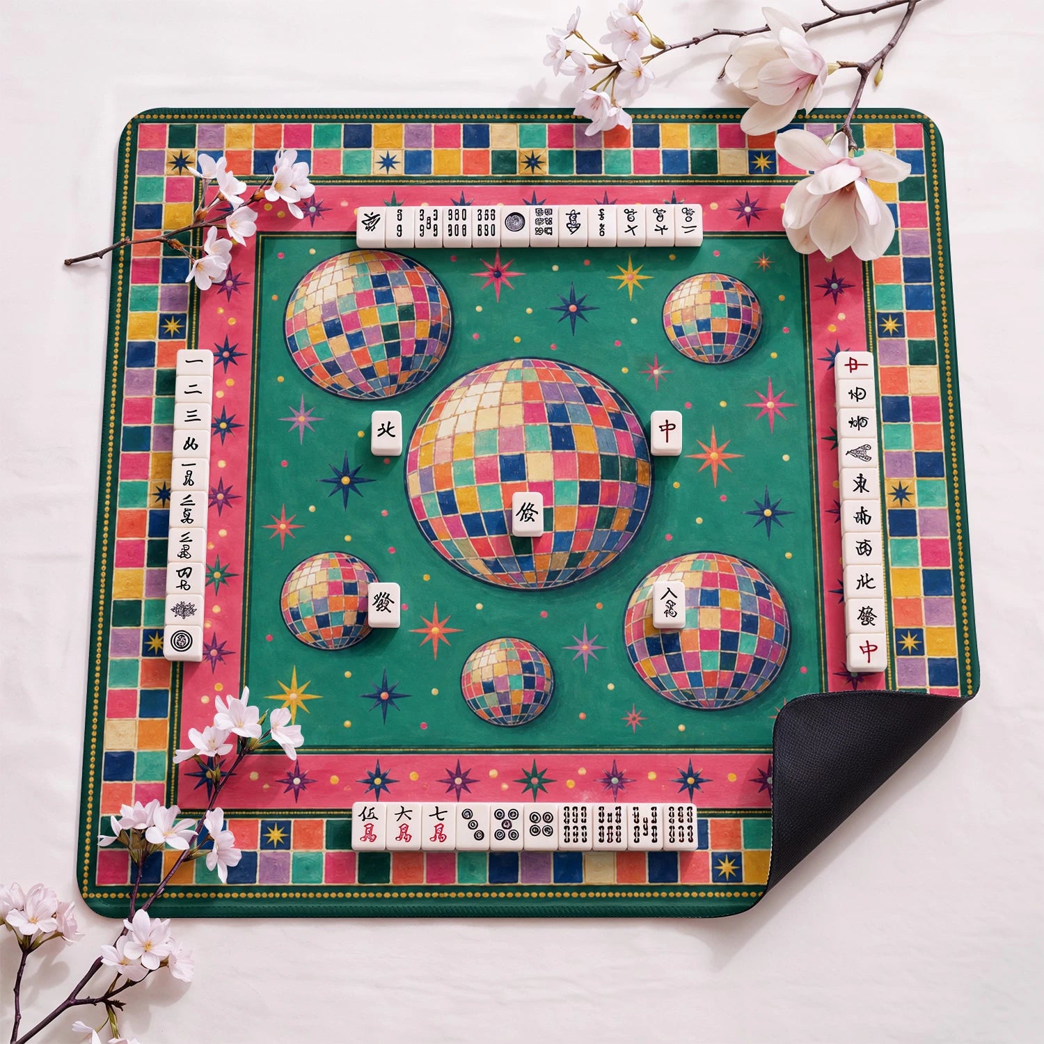 Disco Ball Mahjong Mat - Mah Jongg Table Mat