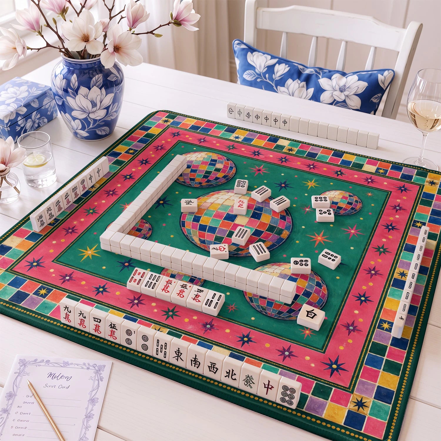 Disco Ball Mahjong Mat - Mah Jongg Table Mat