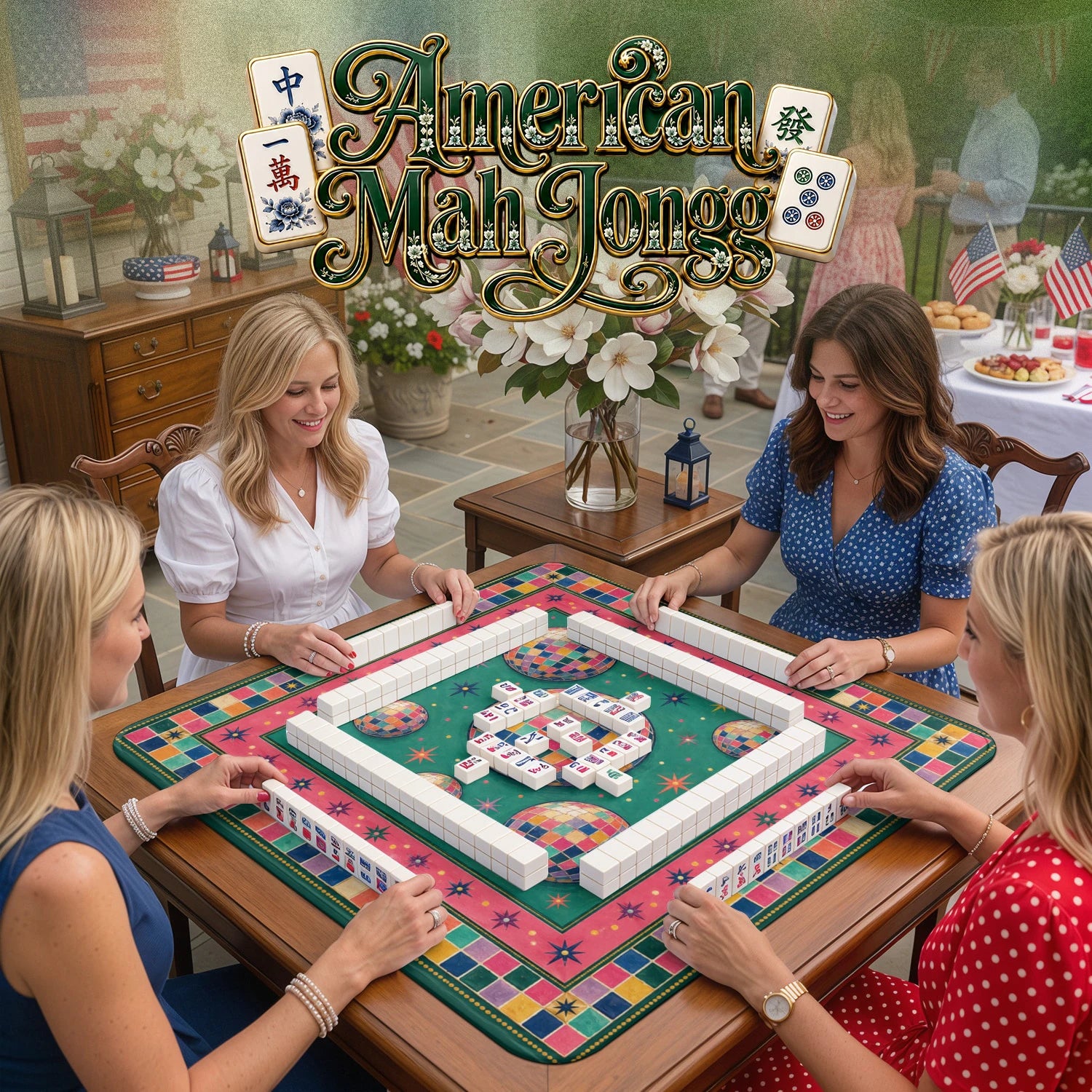 Disco Ball Mahjong Mat - Mah Jongg Table Mat