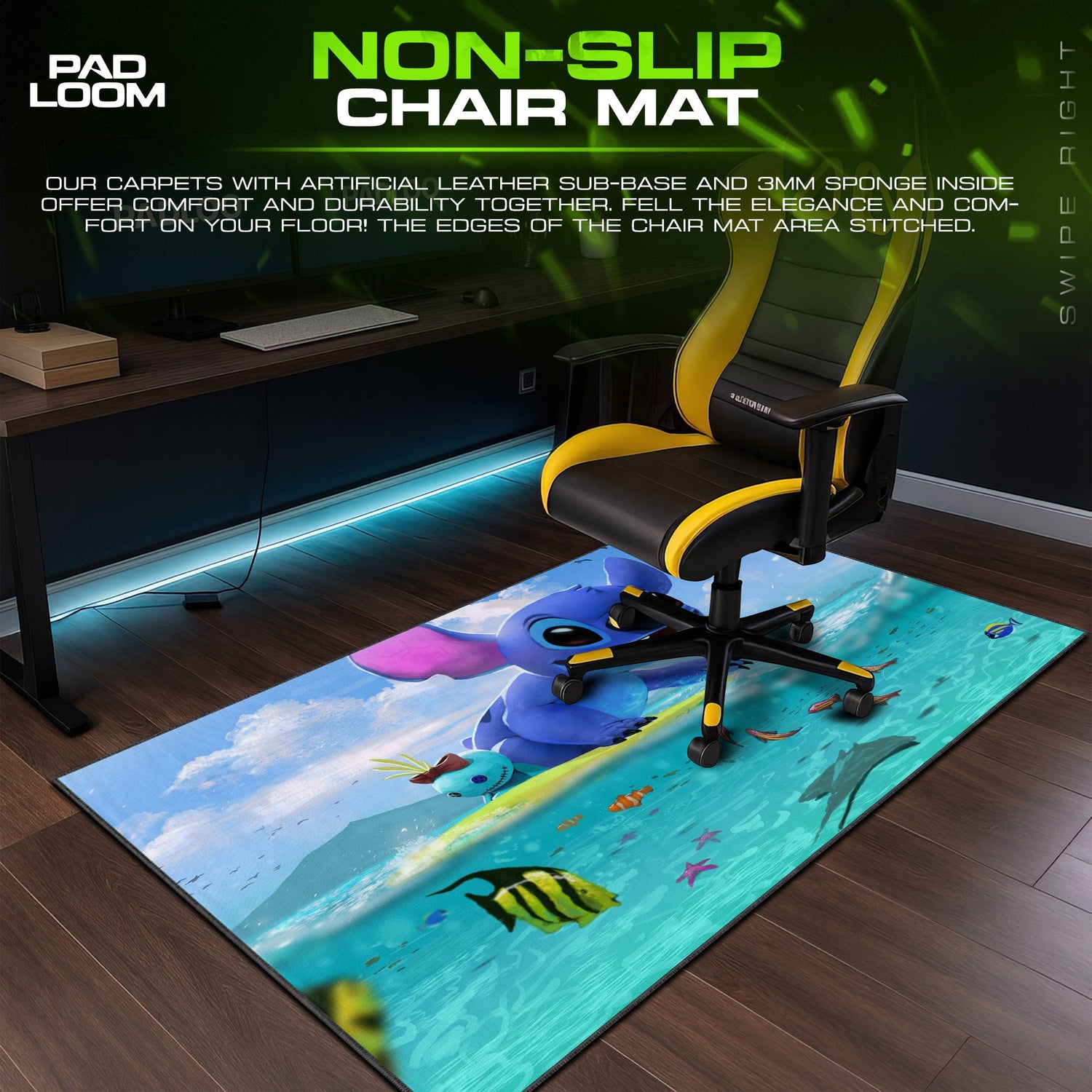 Disney Stitch Ocean Play Mouse Pad, Cartoon Gaming Desk Mat Padloom