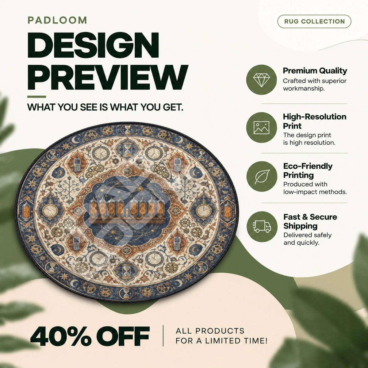 Divergence Meter Medallion Steins Gate round rug full design preview