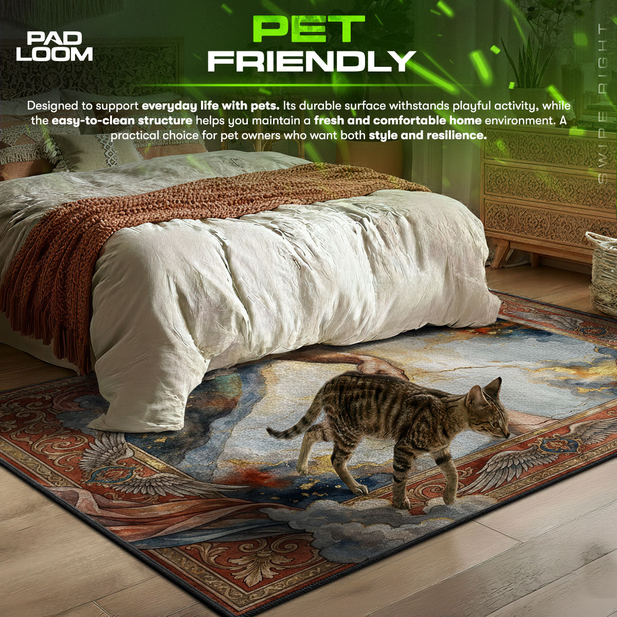 Divine Touch themed area rug for home decor fans