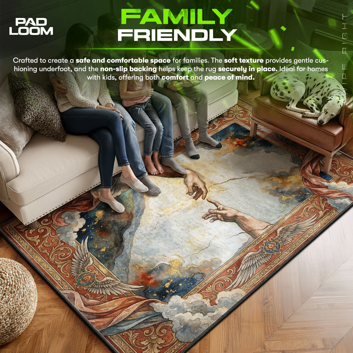 Area character design printed on rug