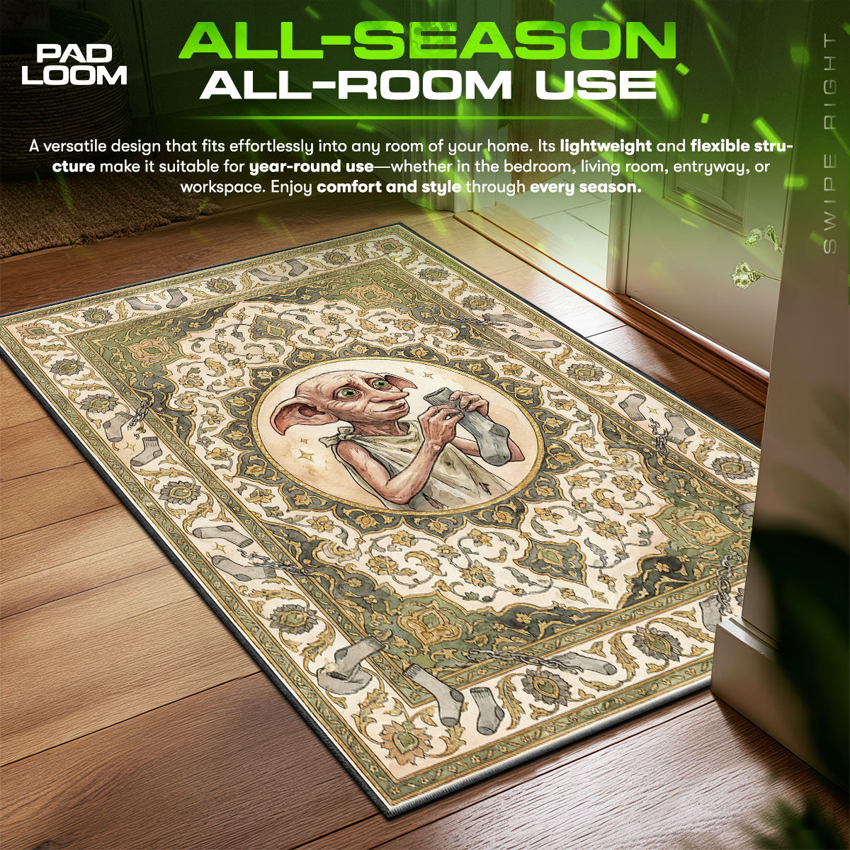 Dobby Free Elf Harry Potter Room fan rug — premium quality print