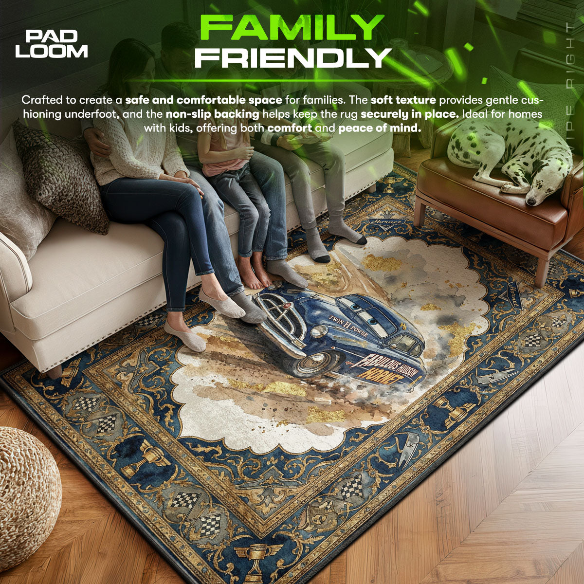 Bedroom character design printed on rug