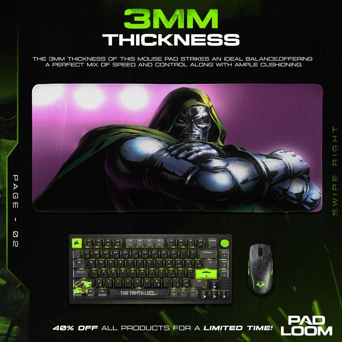 Doctor Doom Power Stance Mouse Pad, Marvel Villain Gaming Desk Mat
