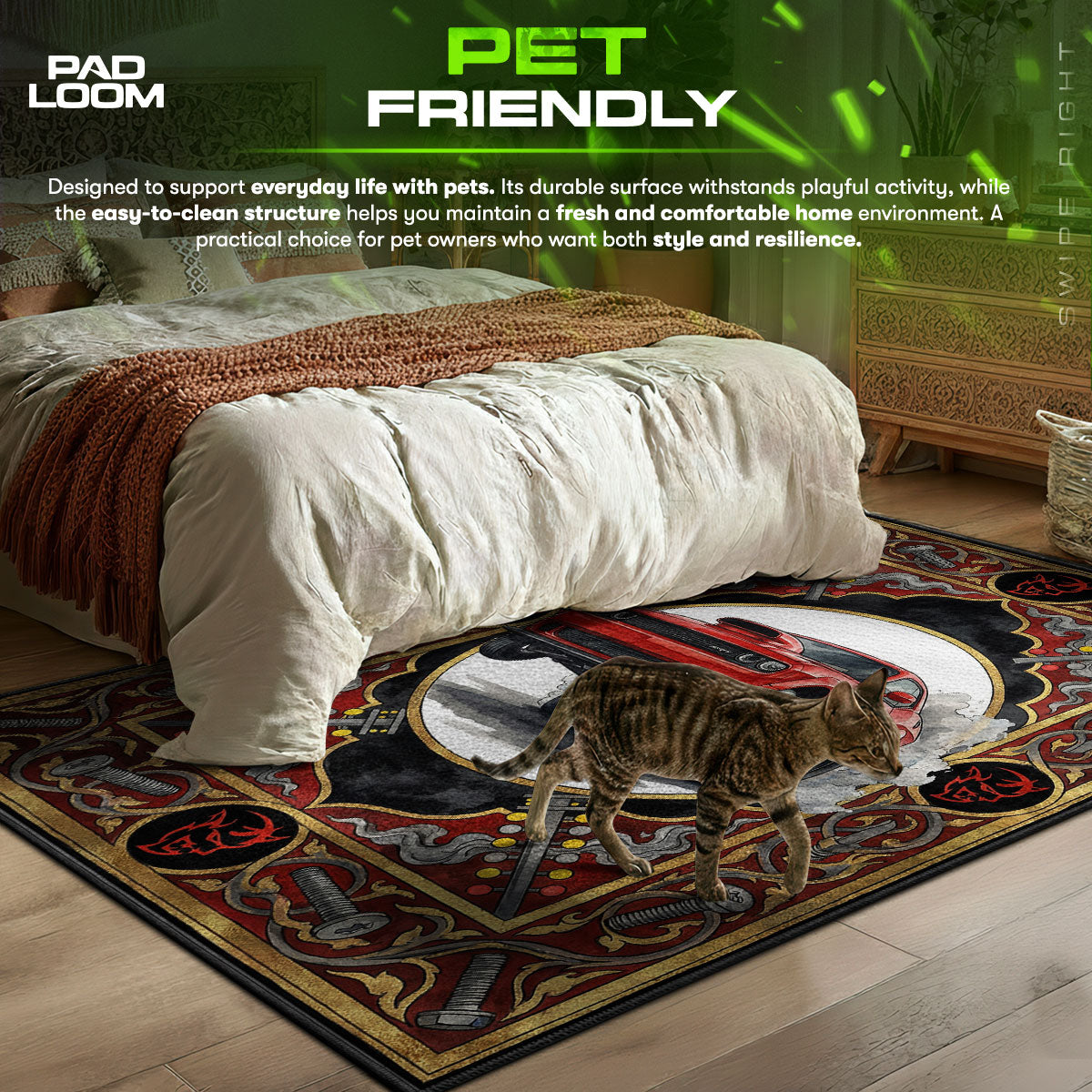 Detailed close-up of Dodge rug pattern