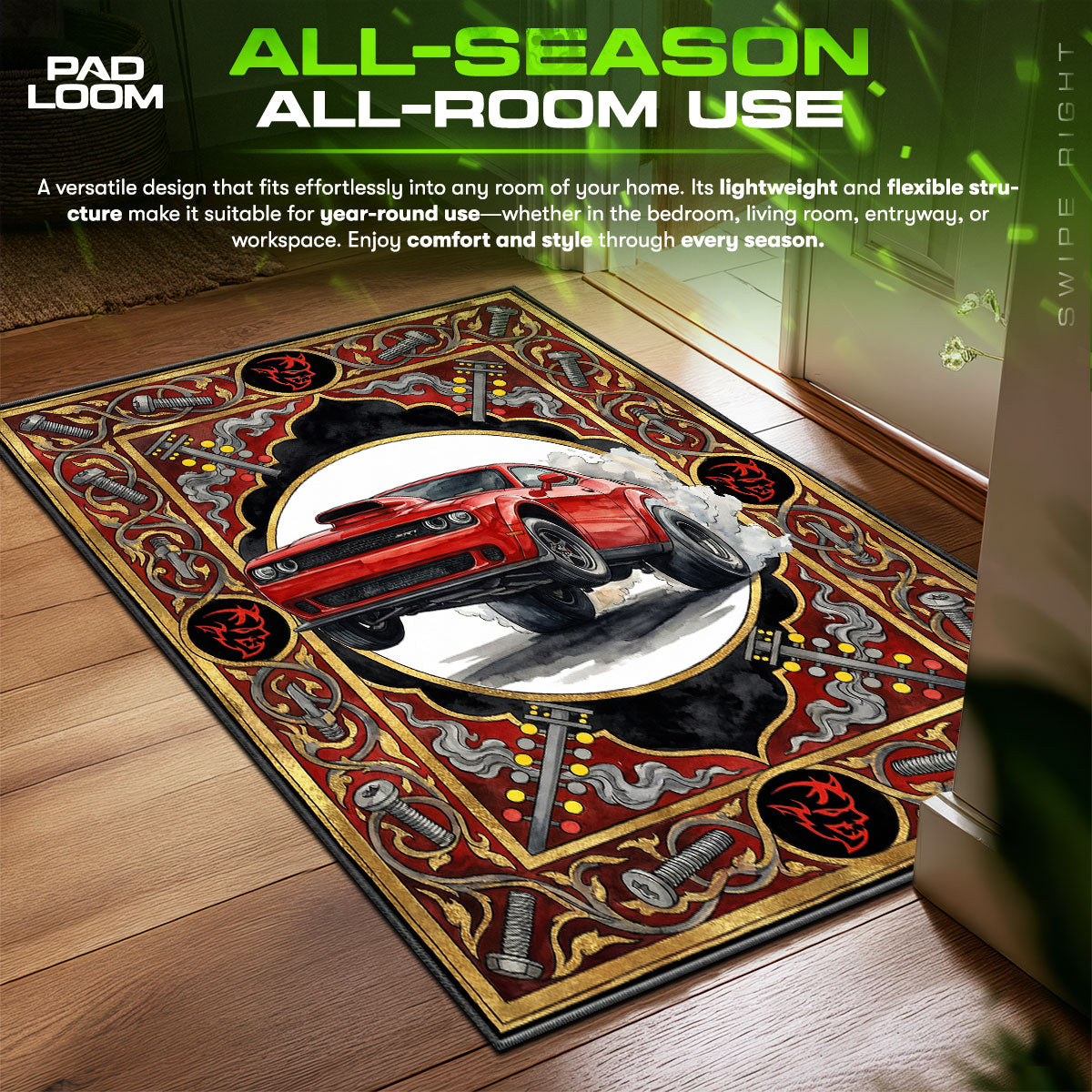 Dodge SRT Demon Launch Streetwear fan rug — premium quality print