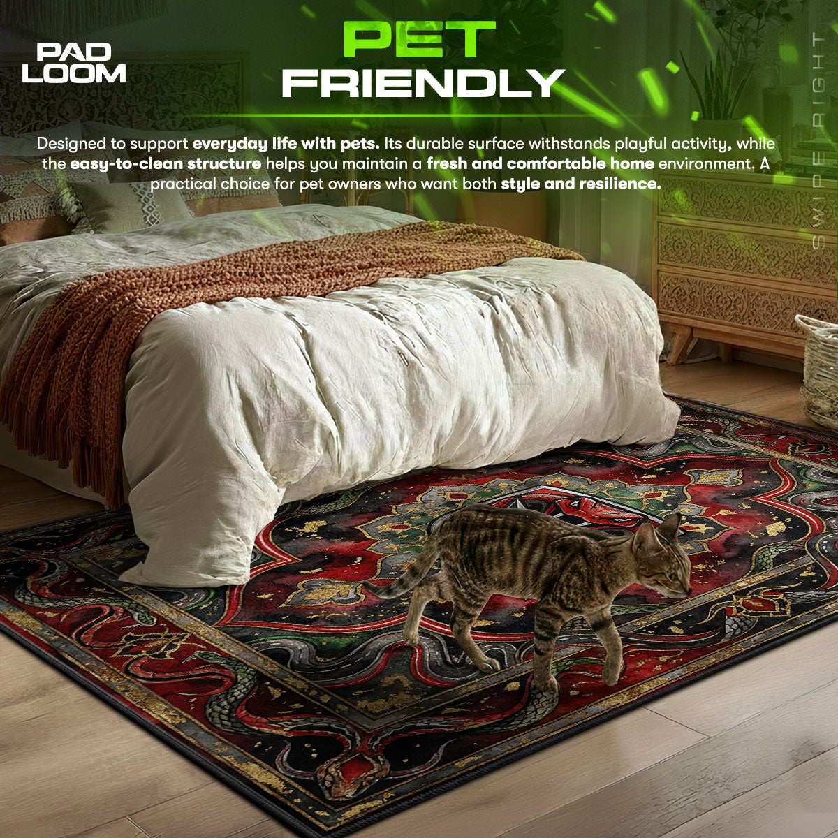 Detailed close-up of Dodge rug pattern