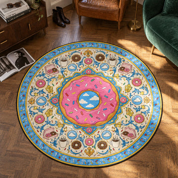Donut-Medaillon Simpsons runder Teppich im Wohnraum - Simpsons Stuhlmatte