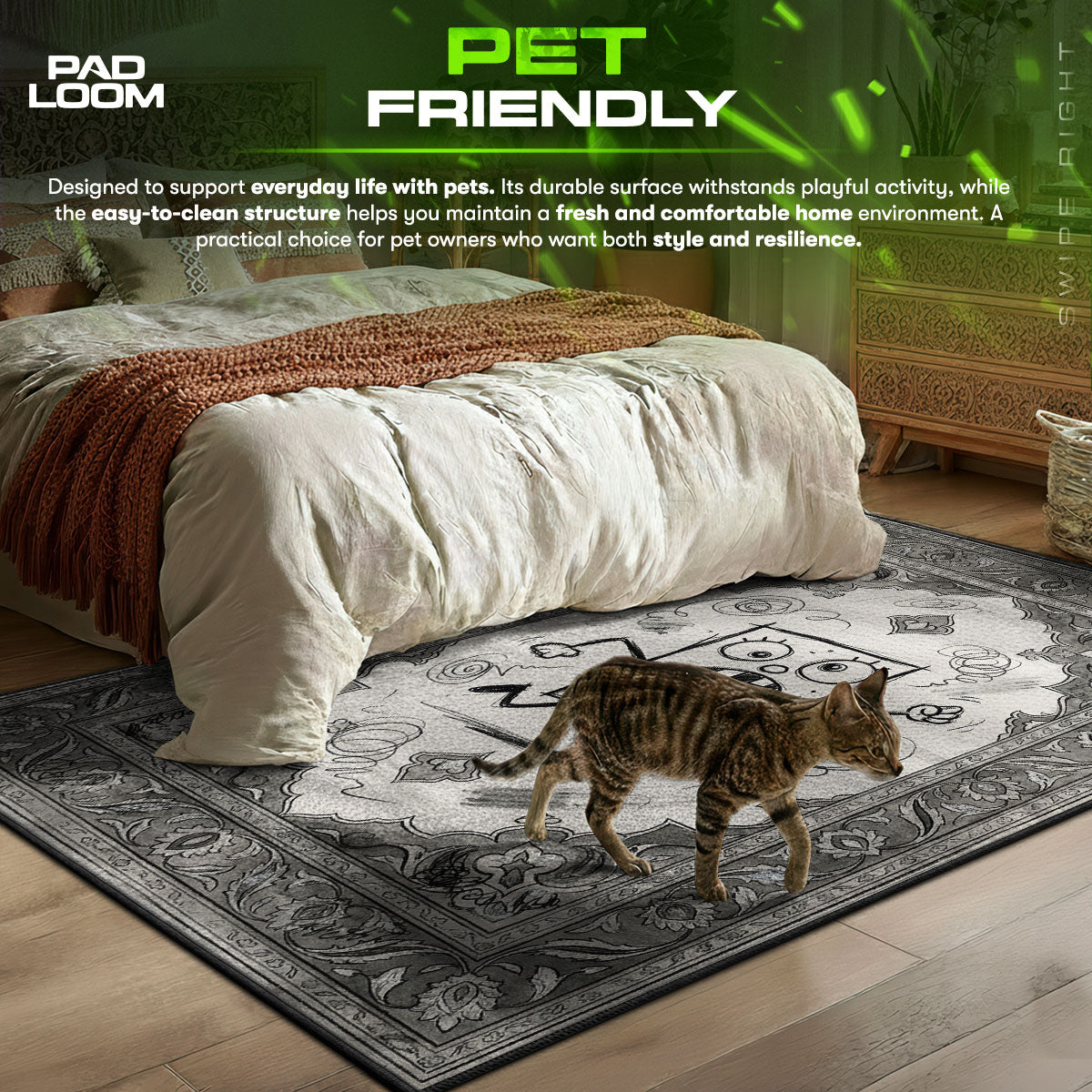 DoodleBob Sketch themed area rug for home decor fans