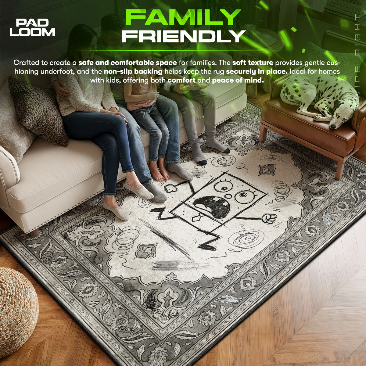 Area character design printed on rug