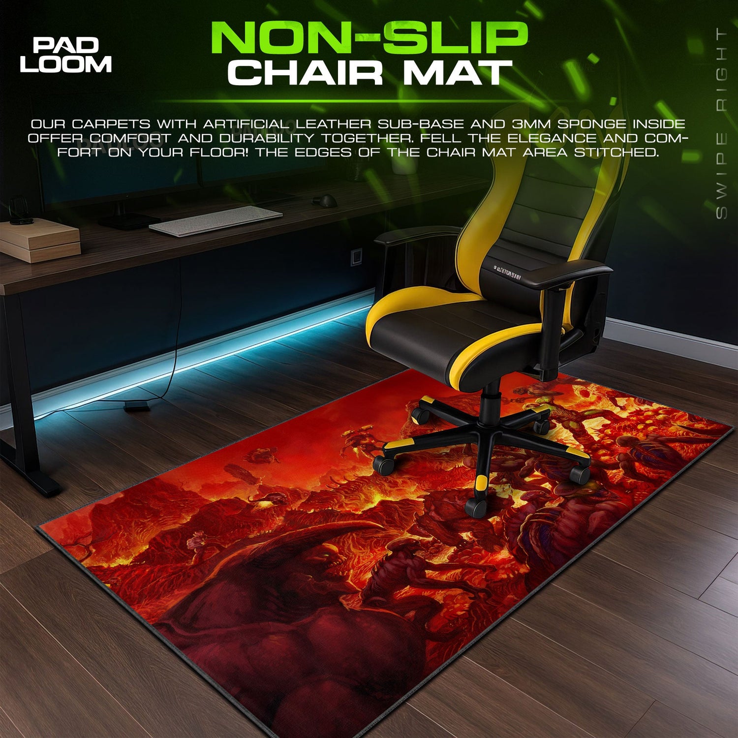 Doom Mouse Pad, Hell Horde Gamer Desk Mat Padloom