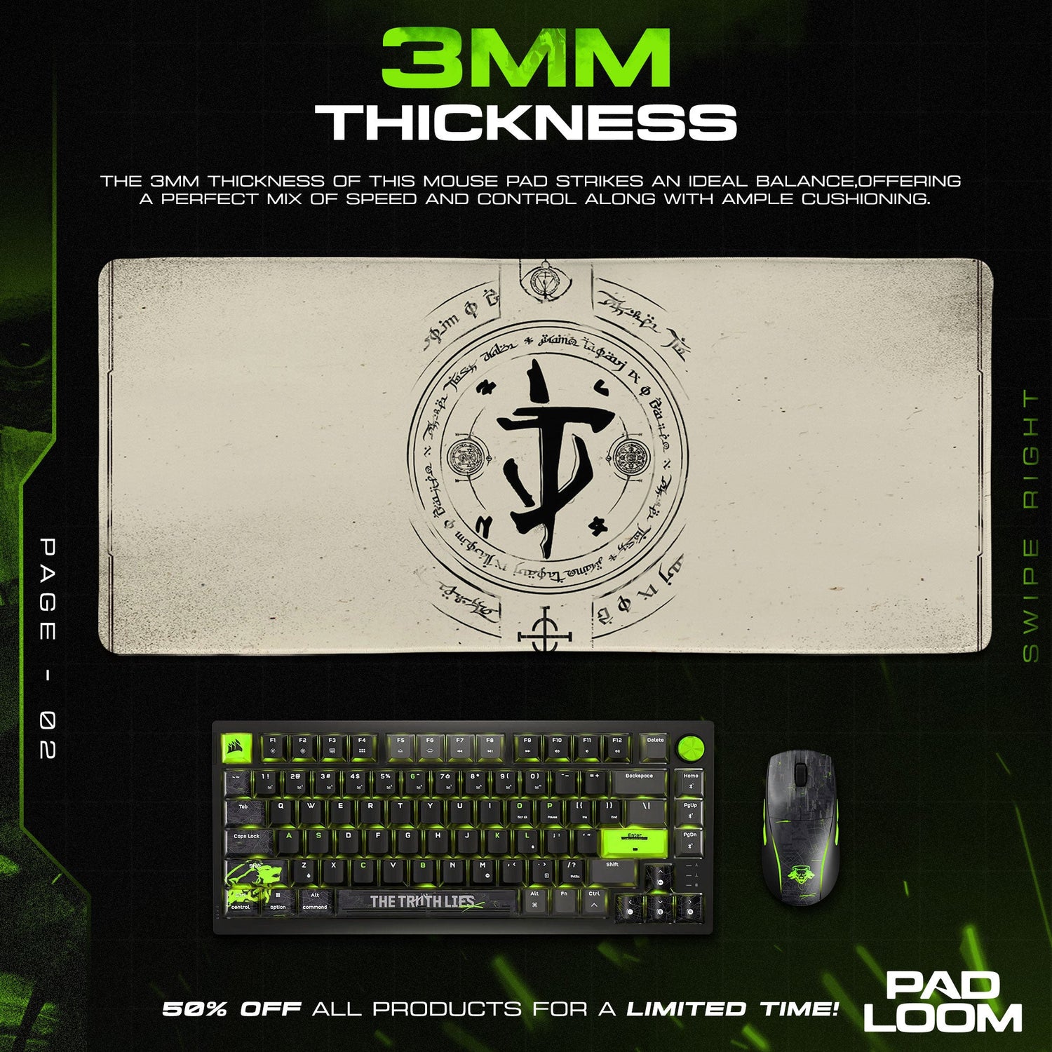 Doom Mouse Pad, Hell Sigil Gamer Desk Mat Padloom