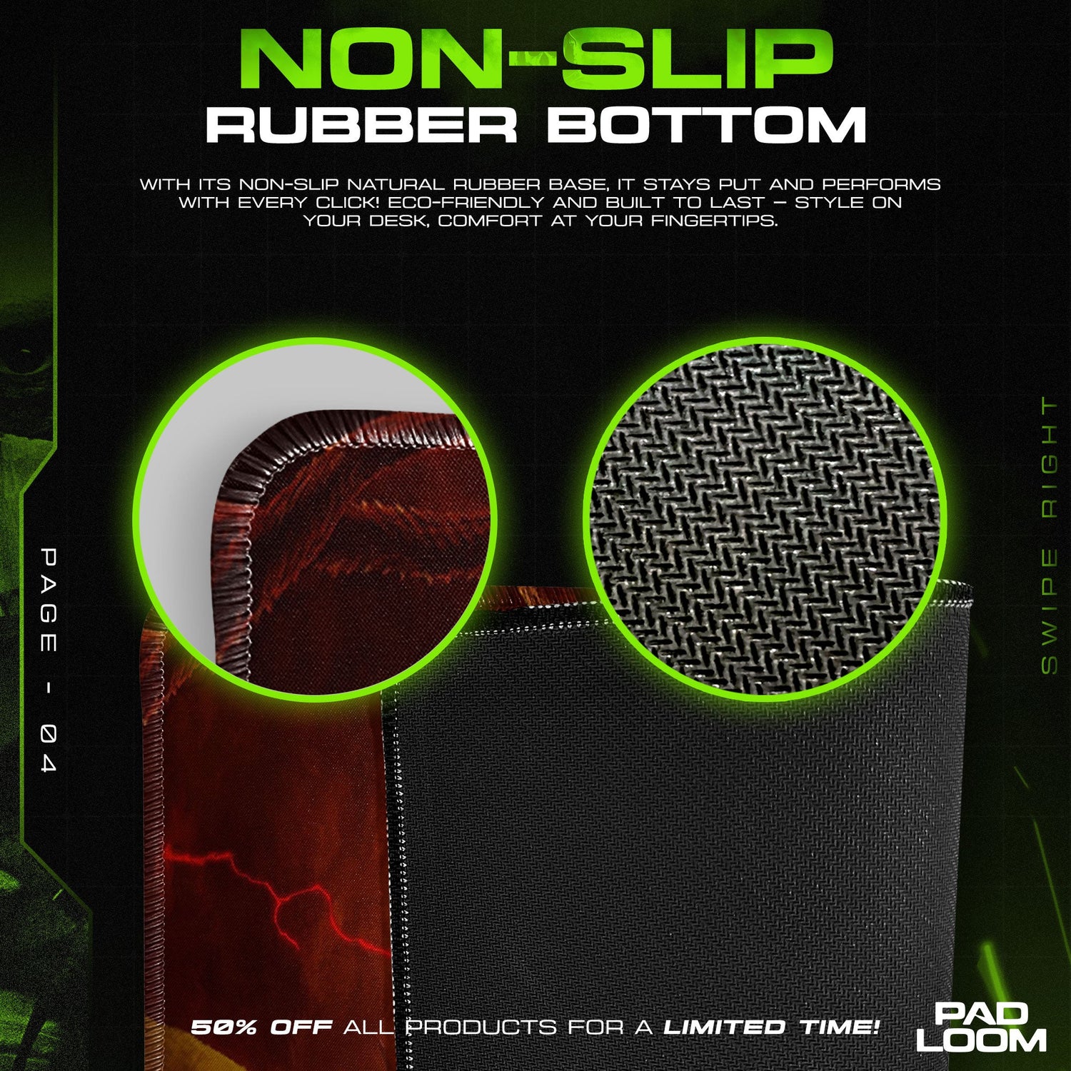 Doom Mouse Pad, Hellfire Battle Gamer Desk Mat Padloom