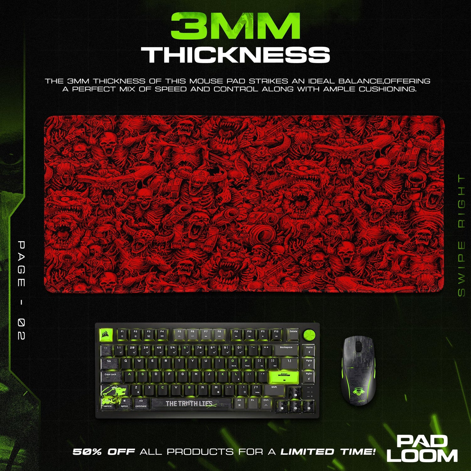 Doom Mouse Pad, Hellspawn Horde Gamer Desk Mat Padloom