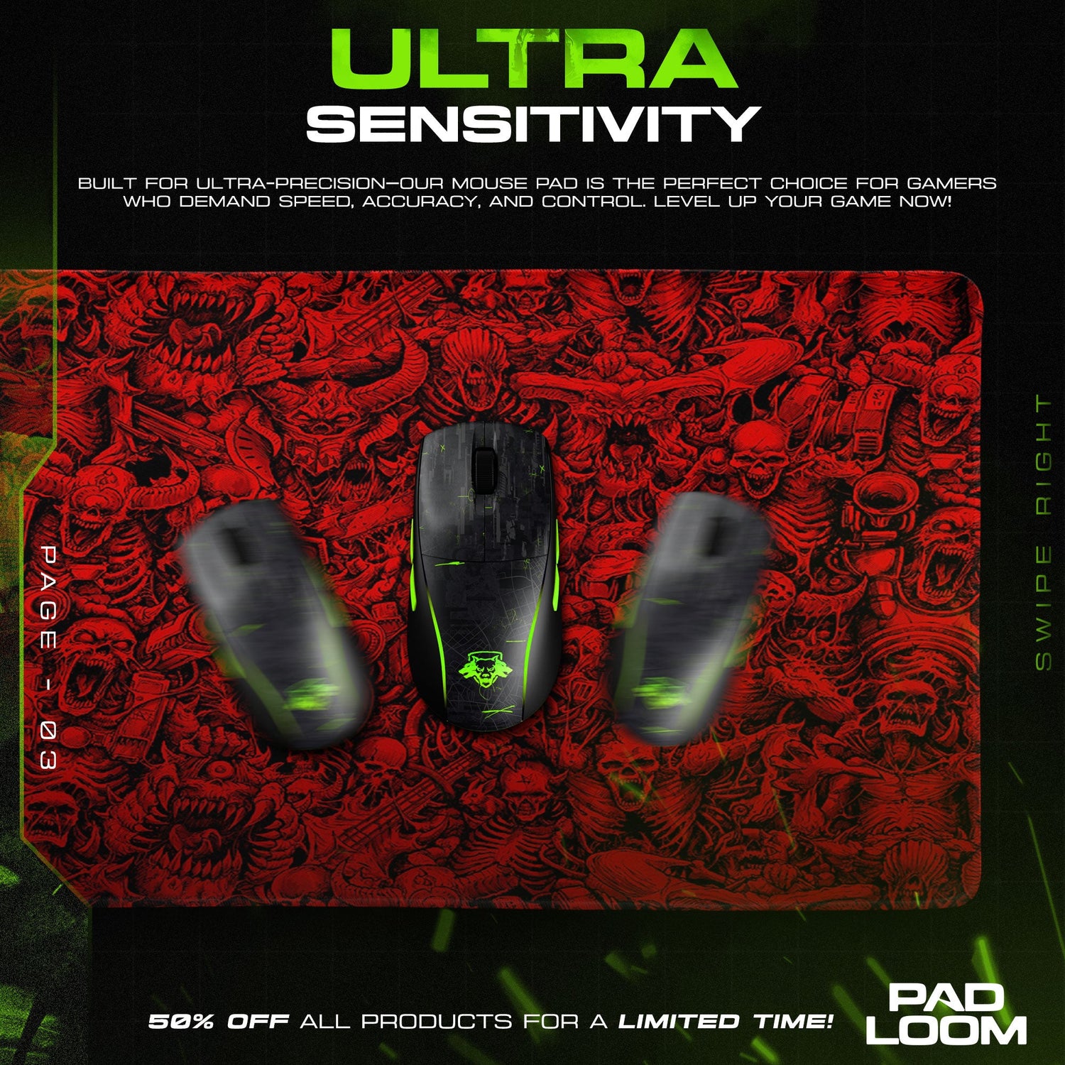 Doom Mouse Pad, Hellspawn Horde Gamer Desk Mat Padloom