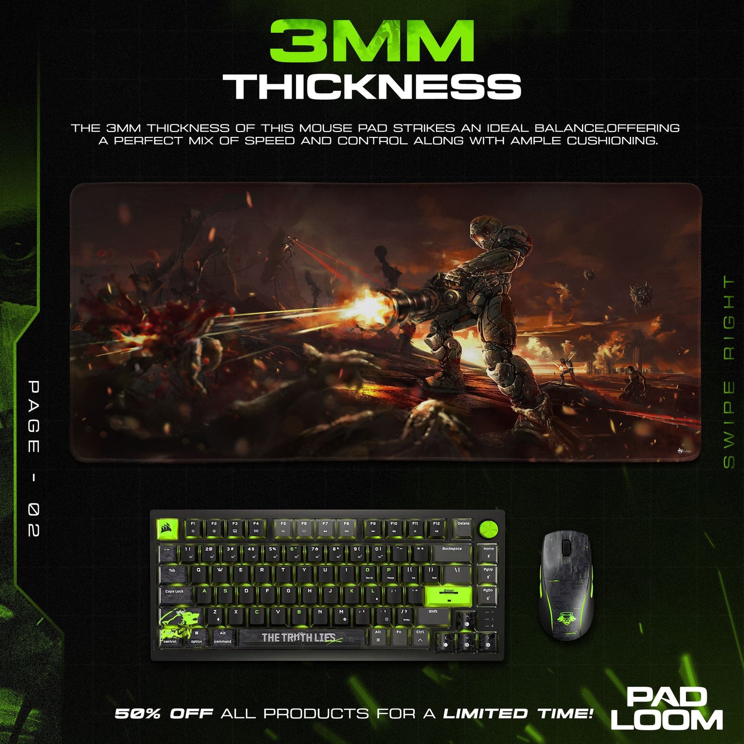 Doom Mouse Pad, Slayer Onslaught Gamer Desk Mat Padloom