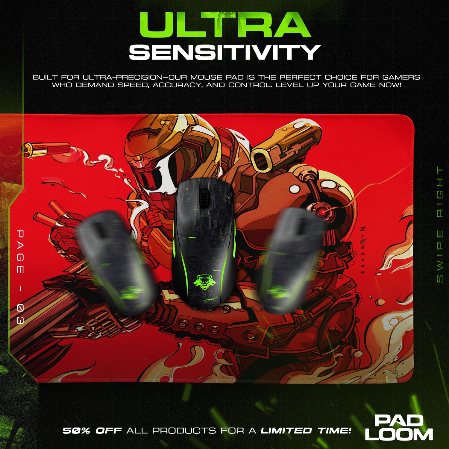 Doom Mouse Pad, Slayer Retro Art Gamer Desk Mat Padloom