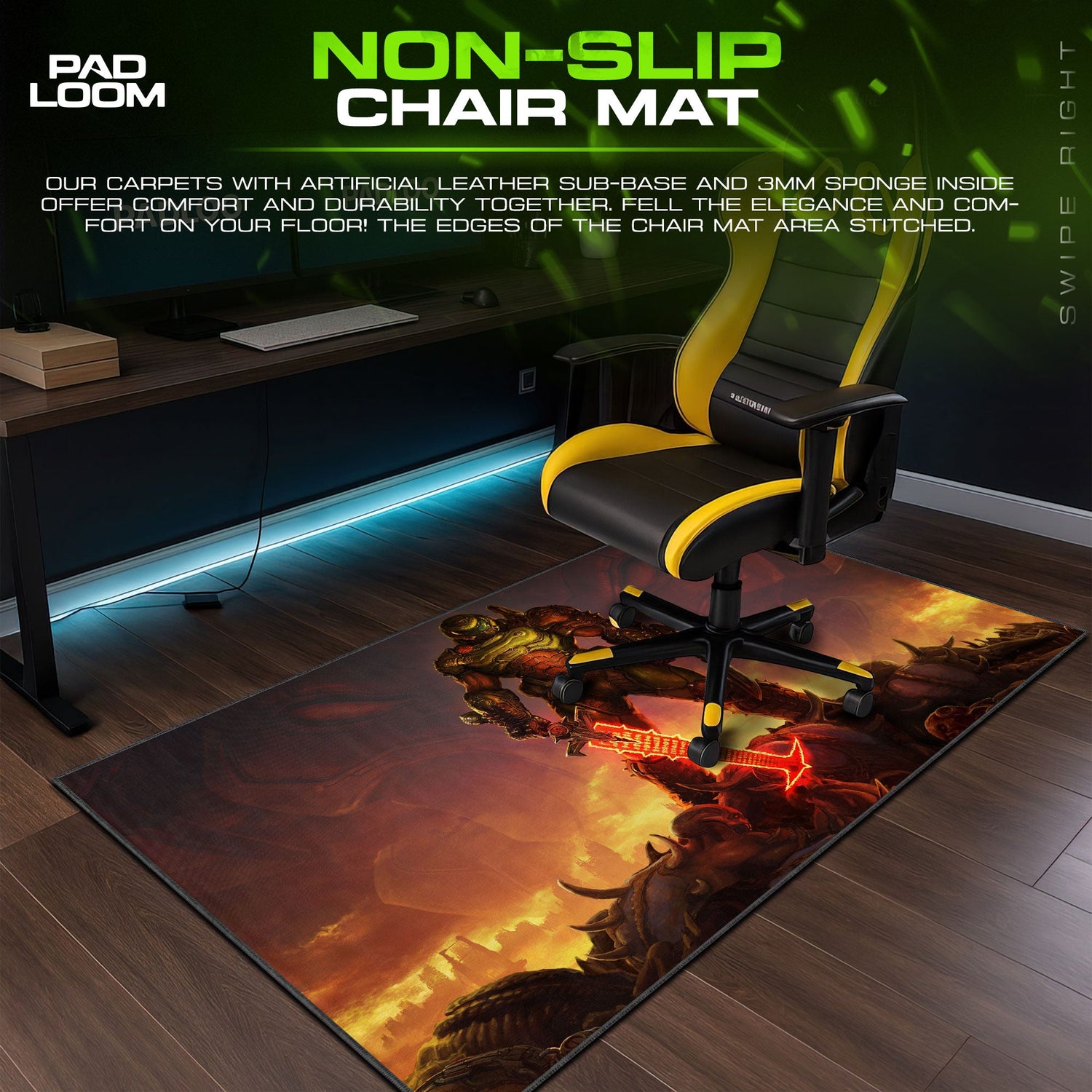 Doom Mouse Pad, Slayer Victory Gamer Desk Mat Padloom