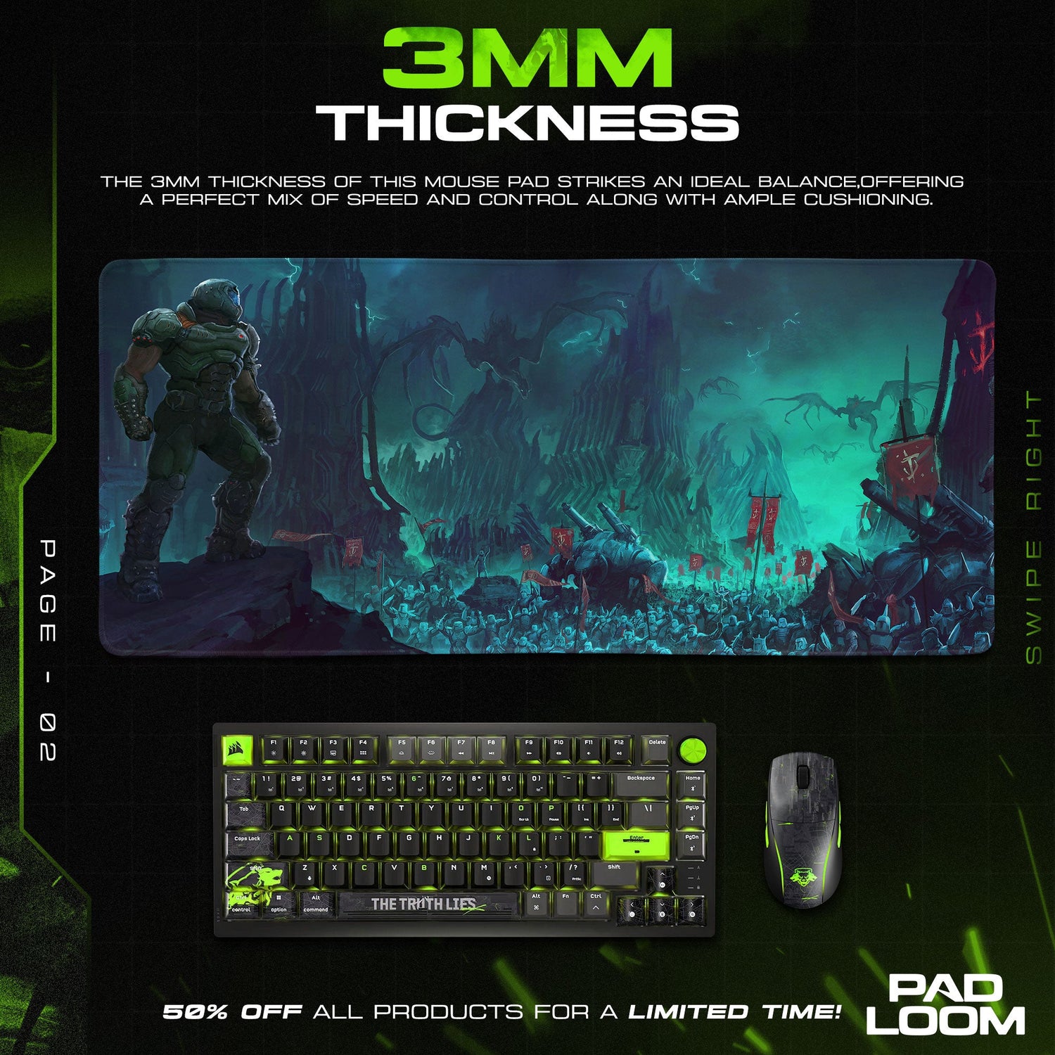Doom Mouse Pad, Slayer’s Army Gamer Desk Mat Padloom