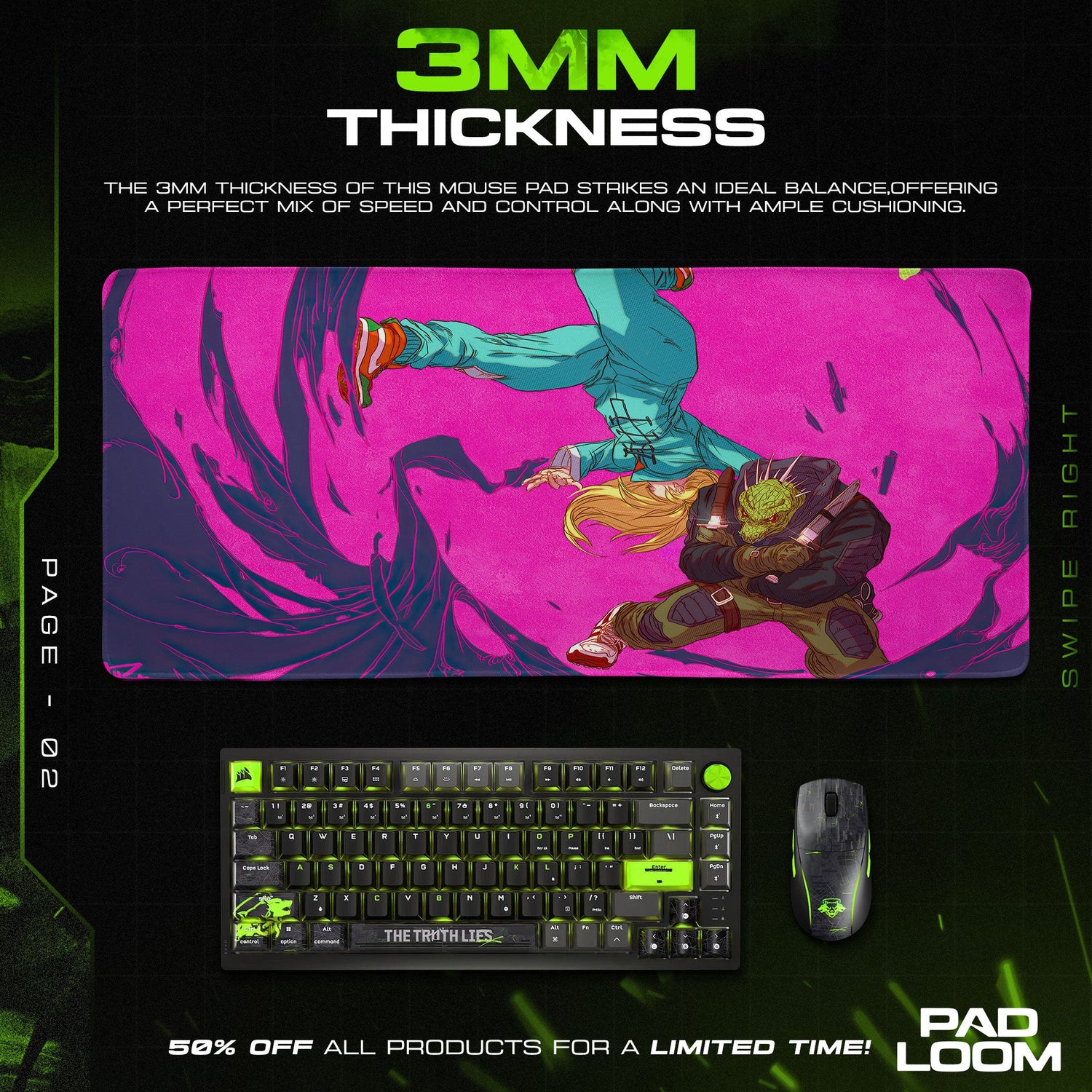 Dorohedoro Mouse Pad, Caiman Battle Gaming Desk Mat Padloom