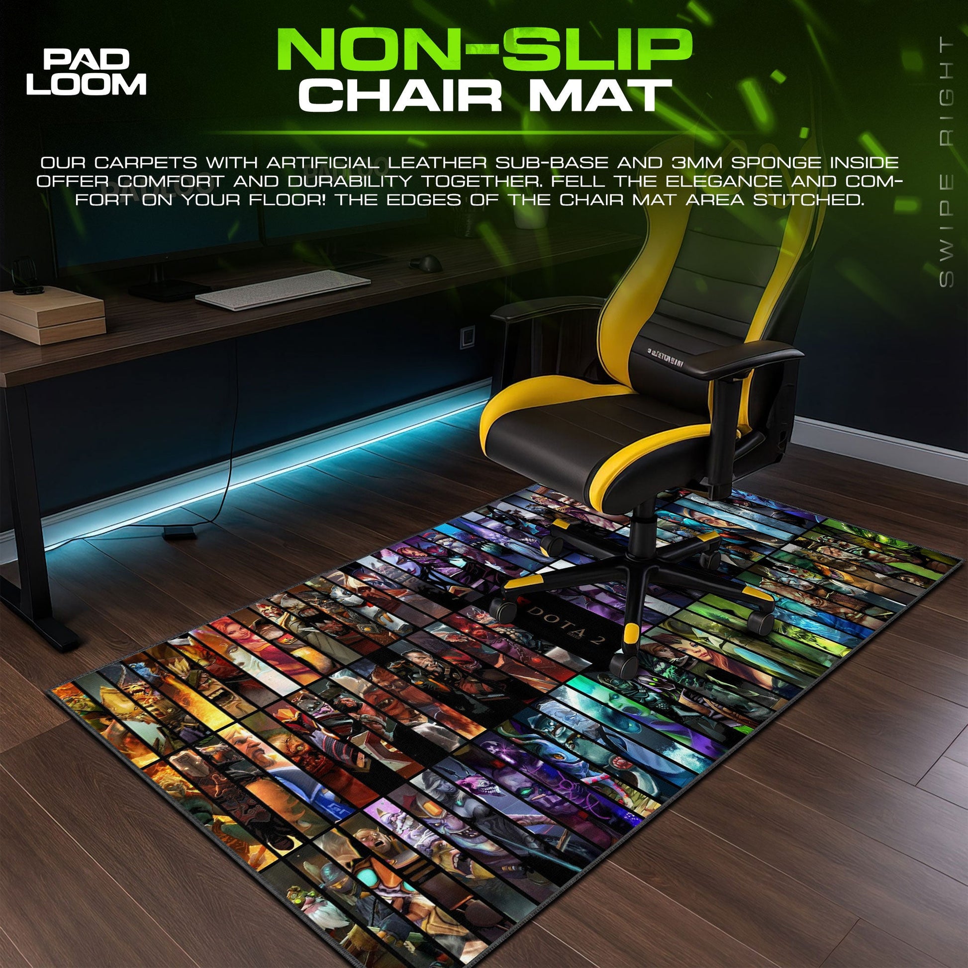Dota 2 Champions Mouse Pad - Hero Grid Gaming Desk Mat Padloom