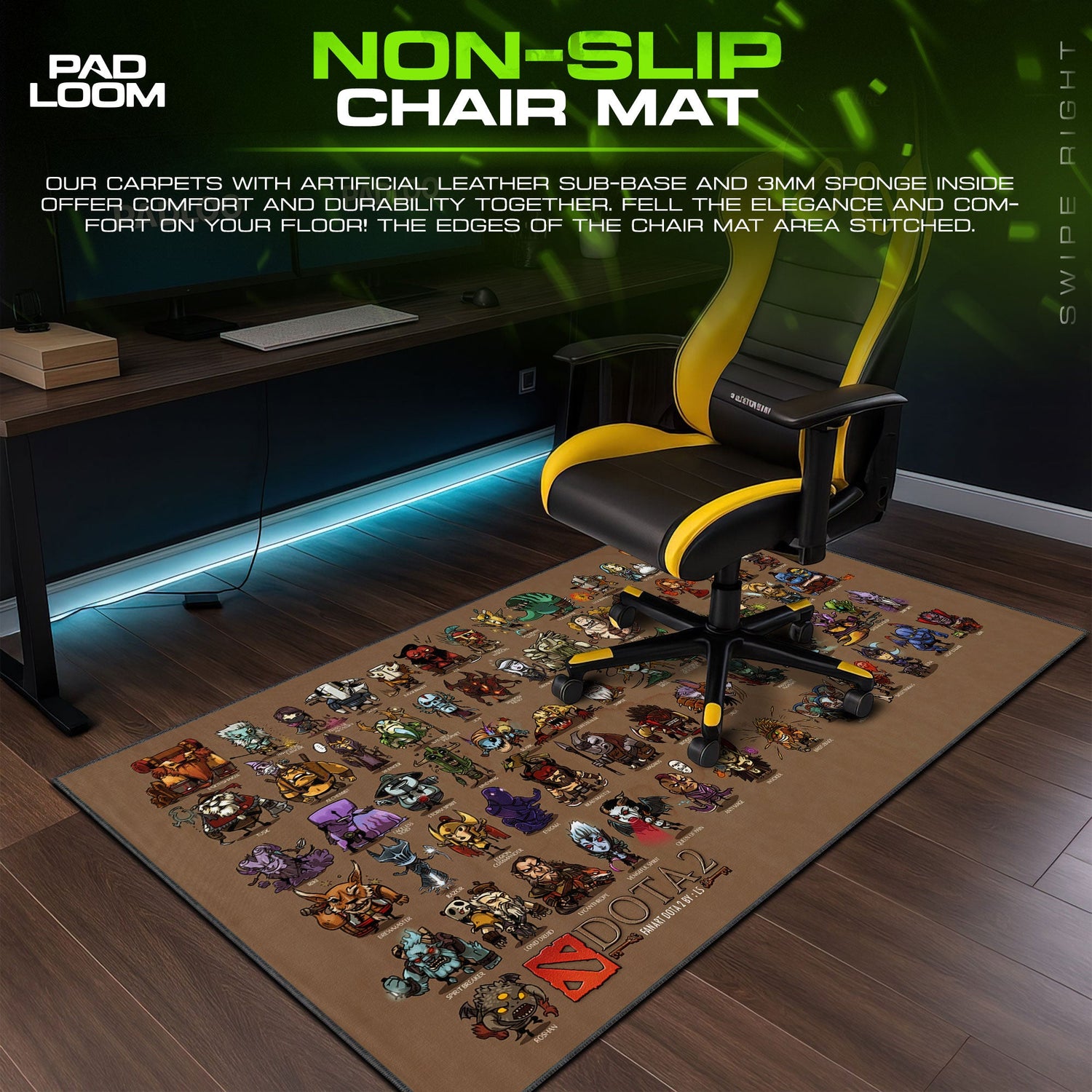 Dota 2 Chibi Heroes Mouse Pad, MOBA Gaming Desk Mat Padloom