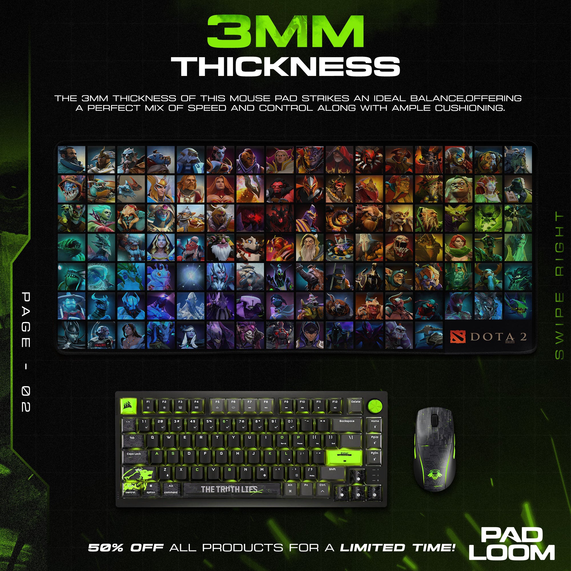 Dota 2 Hero Grid Mouse Pad, MOBA Gaming Desk Mat