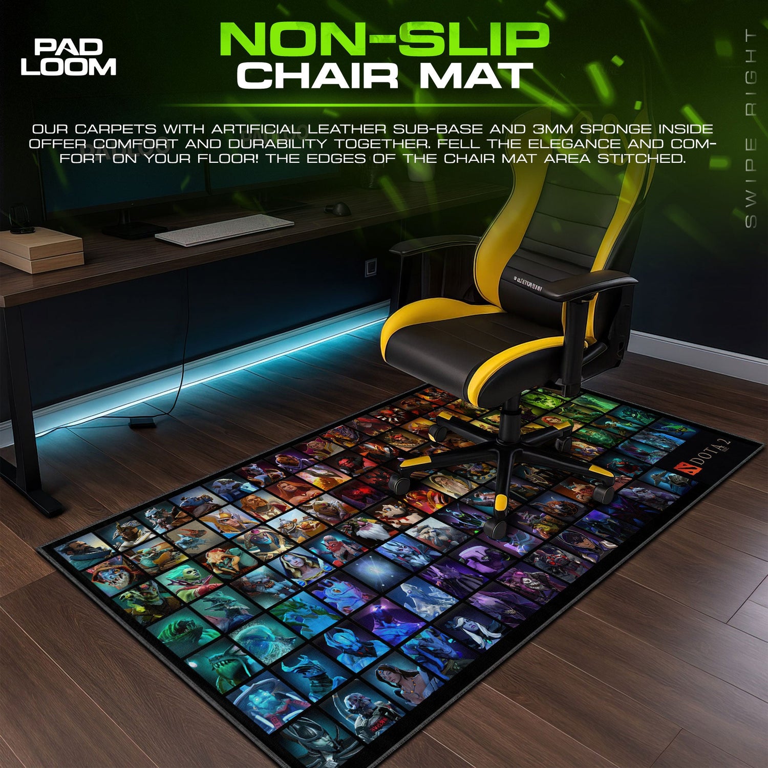 Dota 2 Hero Grid Mouse Pad, MOBA Gaming Desk Mat Padloom