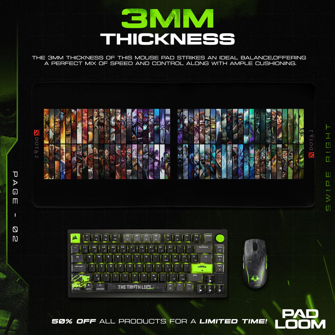 Dota 2 Heroes Mouse Pad - Battle Arena Gaming Desk Mat Padloom